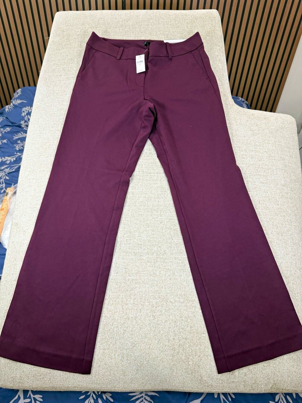 Ann Taylor Factory Women's Purple Twill Mid Rise Bootcut Pants Pockets 10
